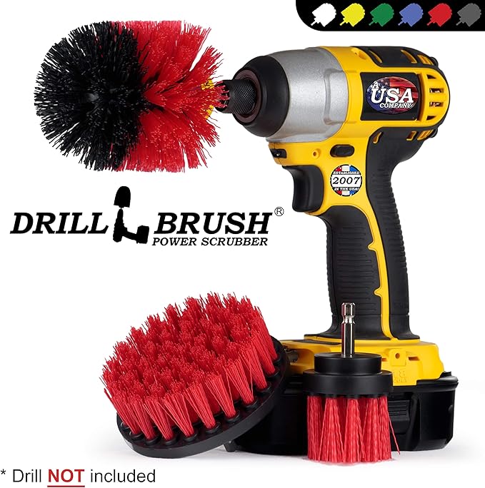 Drill Brush – Drill Brush Power Scrubber - Drill Brush Attachment for Cleaning - Power Scrubber Drill Brush - Nylon Drill Brush - Grout Drill Brush - Drill Scrubber Attachment - Drill Brush Set