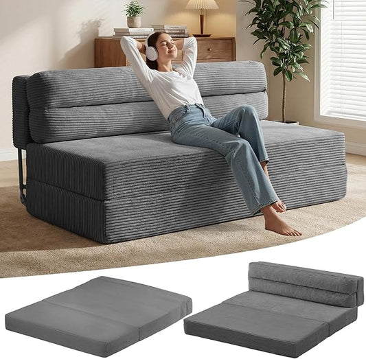Convertible Sofa Bed with Metal Frame, Boneless Loveseat Sleeper Sofa Futon Sofa Bed Foldable Full Size Mattress for Living Room, Guest Room
