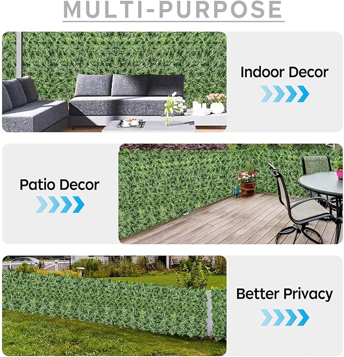Artificial Ivy Privacy Fence Screen,59" X 118" UV-Anti Fake Leaves Plant Vine,Privacy Hedges Wall for Indoor Outdoor Garden Backyard Decor,Color Watermelon Leaves