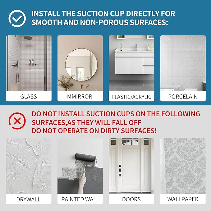 Deluwire Suction Cup Hooks for Shower,2 Packs Towel Holder,Removable Shower Towel Suction Hooks for Bathroom Wall,Kitchen,Glass,Mirror,Tile to Hang Robes,Loofah-Silver(No Rough or Dirty Surfaces.)