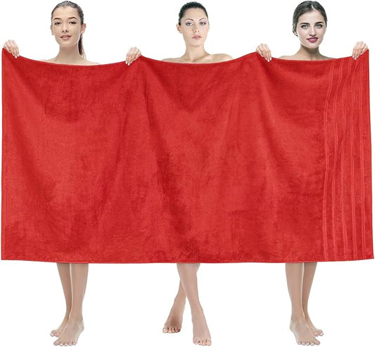 American Soft Linen 35x70 Jumbo Large Bath Towel, 600 GSM 100% Cotton Turkish Bath Sheet, Oversized Luxury Bath Towel for Bathroom Beach and Pool, Red
