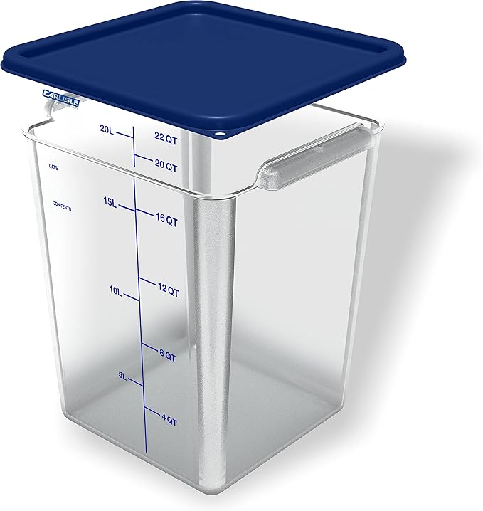 Carlisle FoodService Products Squares Square Food Storage Container with Stackable Design for Catering, Buffets, Restaurants, Polycarbonate (Pc), 22 Quarts, Clear