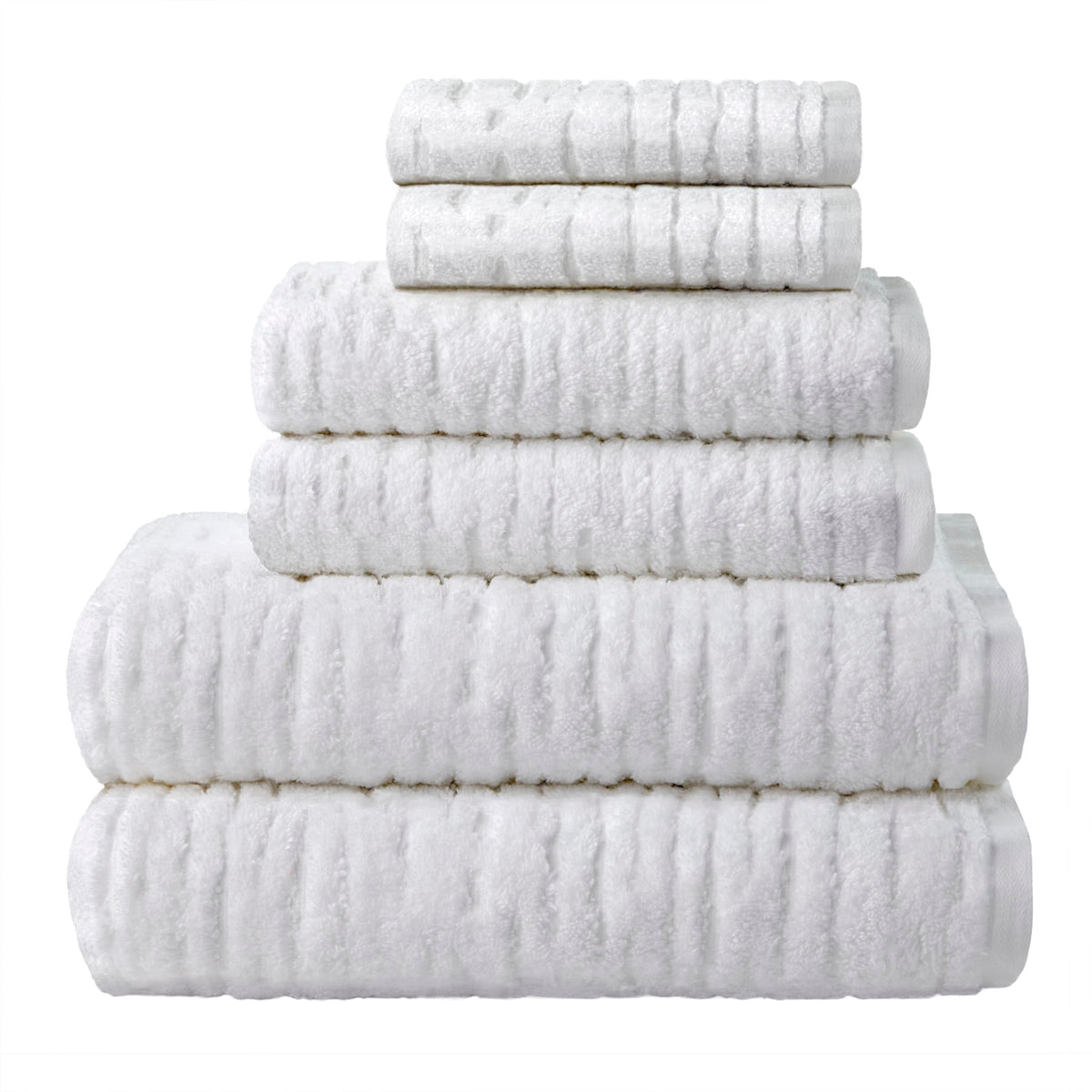 SKL Home CloudSoft Bath Towel Set, 6-Piece, 100% Cotton Luxury, White