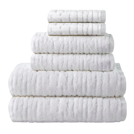 SKL Home CloudSoft Bath Towel Set, 6-Piece, 100% Cotton Luxury, White