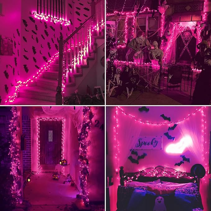 Purple Halloween Lights Outdoor,50 Count Incandescent Bulb Waterproof Fairy Lights,13FT Purple Mini String Lights for Holiday Decorations, Christmas,Halloween,Party, Xmas, Yard,Patio