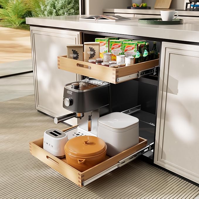 Pull Out Drawers for Cabinets 21"W x 21"D, Heavy-Duty Slide Out Wood Drawer Shelf, Pull Out Cabinet Organizer 100 lbs Capacity, Base Cabinet Organization for Kitchen, Pantry