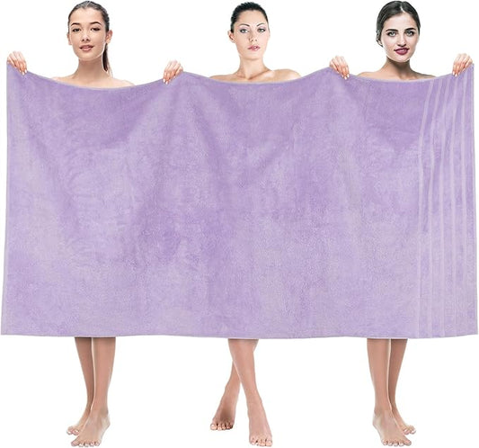 American Soft Linen 35x70 Jumbo Large Bath Towel, 600 GSM 100% Cotton Turkish Bath Sheet, Oversized Luxury Bath Towel for Bathroom Beach and Pool, Lilac