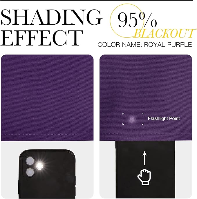 NICETOWN Royal Purple Blackout Curtains 48 inches Length for Laundry Room, 2 Panels, 42" Wide, Thermal Insulated Decoration Drapes for Short Window