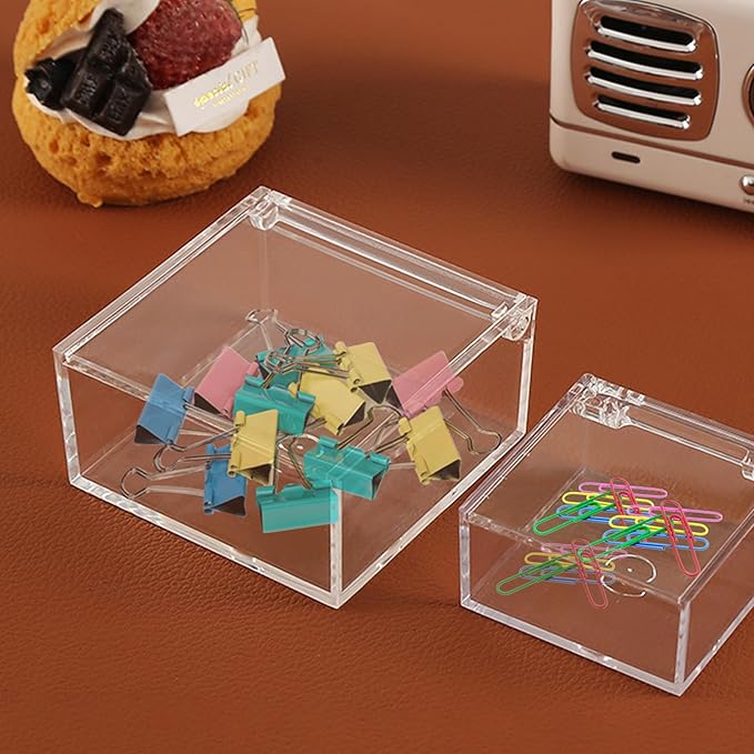 KissYou Acrylic Box Clear Boxes with Lid Transparent Display Square Cube 2Pieces Storage Organizer Containers for Wedding Cake,Candy