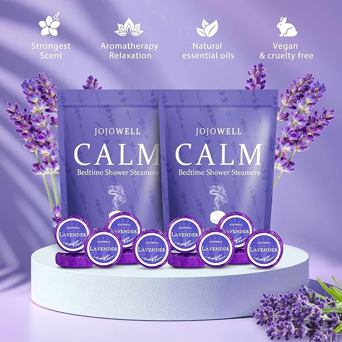 Lavender Shower Steamers Aromatherapy with Essential Oil - 12 Pack Birthday Gifts for Women Mom, Valentines Day Gifts for Her Wife, Easter Basket Essentials, Home Spa Relaxation Self Care