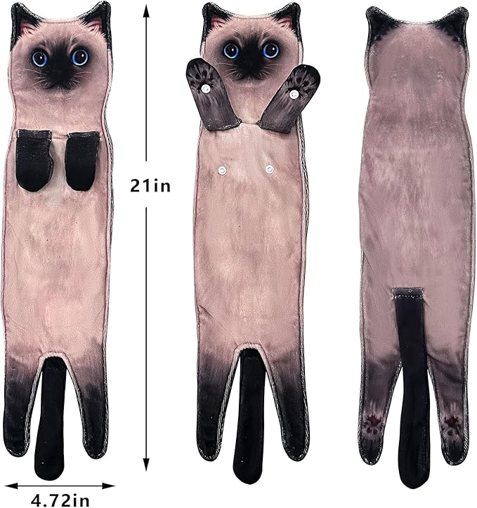 PAT JUUMG Funny Cat Hand Towels for Bathroom Kitchen, Cute Home Decorative Hanging Face Towels, Super Absorbent Soft, Cat Lovers Gifts for Women, Housewarming Gift