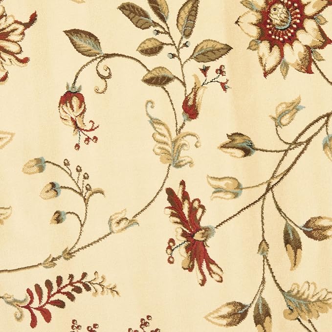 SAFAVIEH Lyndhurst Collection Area Rug - 5'3" Round, Ivory & Multi, Traditional Floral Design, Non-Shedding & Easy Care, Ideal for High Traffic Areas in Living Room, Bedroom (LNH552-1291)