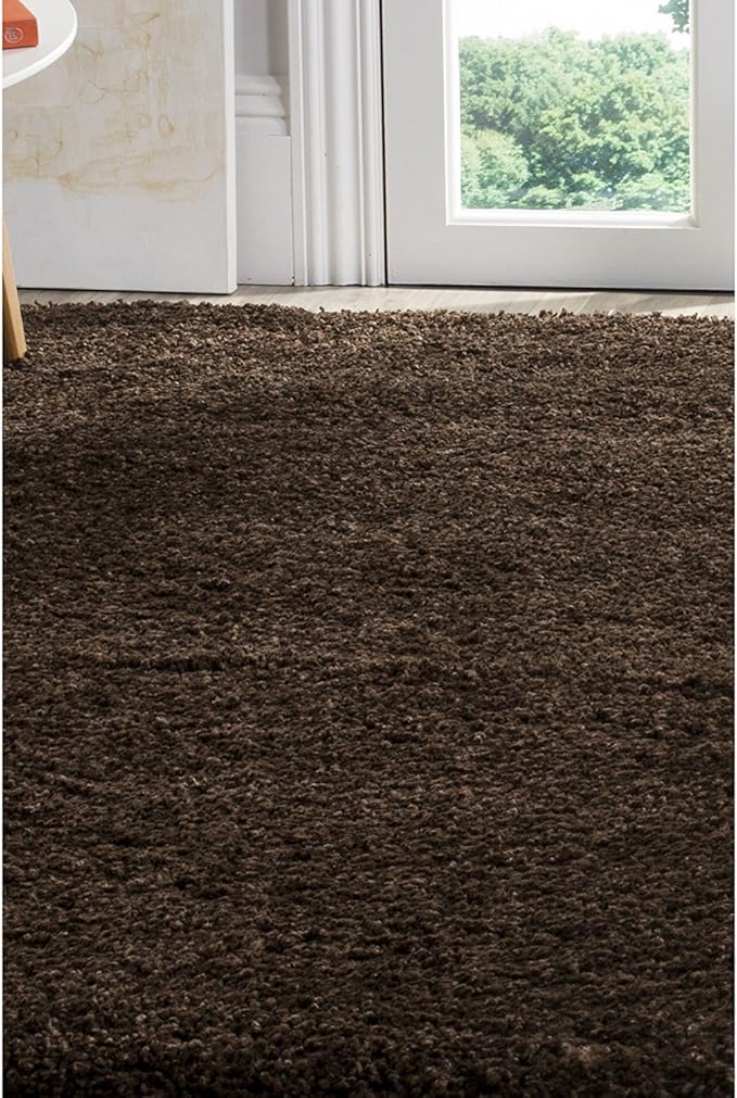 SAFAVIEH Santa Monica Shag Collection 3' x 5' Brown SGN725 Solid Non-Shedding Living Room Bedroom Dining Room Entryway Plush 2-inch Thick Area Rug