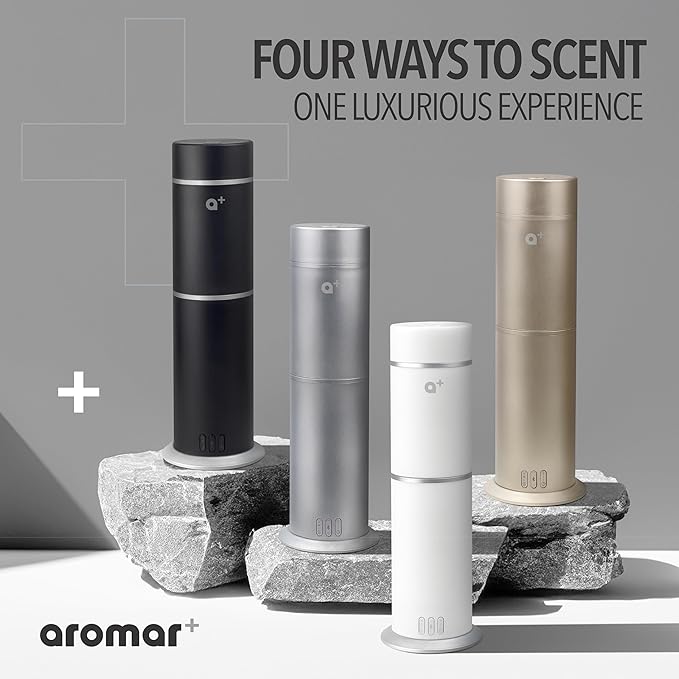 AROMAR Smart Waterless Oil Diffuser - Cold-Air Essential Scent Machine, App-Controlled, Covers 1000 Sq.Ft - Includes 'New York' Scent - Perfect for Home, Office, & Business use - Silver