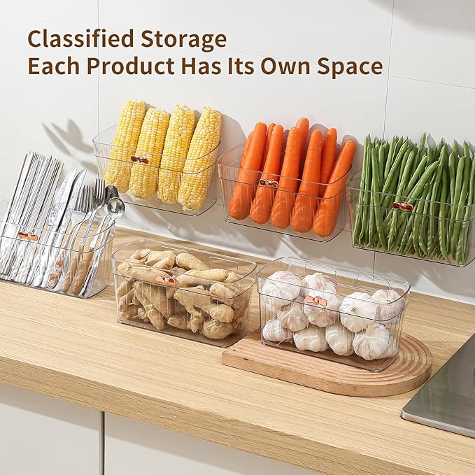 4 Pack Adhesive Cabinet Door Organizer, Compact Pantry Organizers and Storage Basket, Clear Bathroom Storage Organizer Shelf for Narrow Space, Wall Mounted Shower Caddy Hanging Sink Caddy