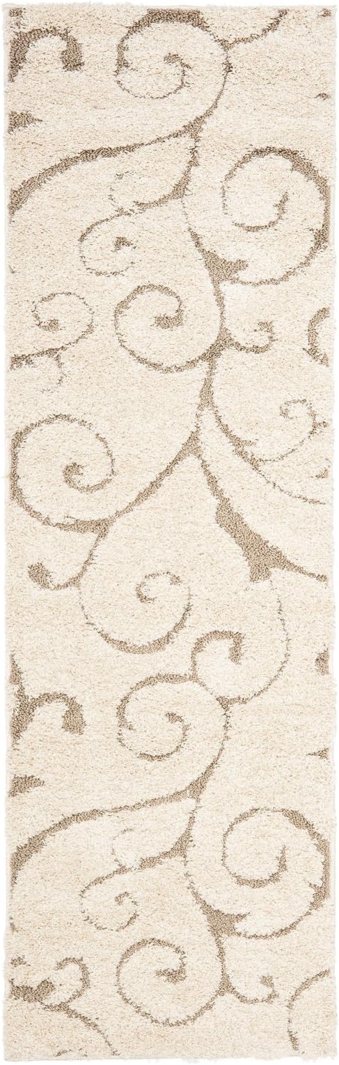 SAFAVIEH Florida Shag Collection Accent Rug - 3'3" x 5'3", Grey, Scroll Design, Non-Shedding & Easy Care, High-Low Plush Pile, Ideal for Living Room, Bedroom, Dining Space (SG455-8013)