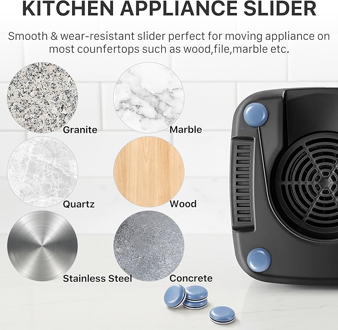 Appliance Sliders for Kitchen 24 PCS Self-Adhesive Small Kitchen Finds Appliance Slider Hacks Easy to MovIing & Space Saving Must Have Home Gadgets Mixer Accessories for Countertop