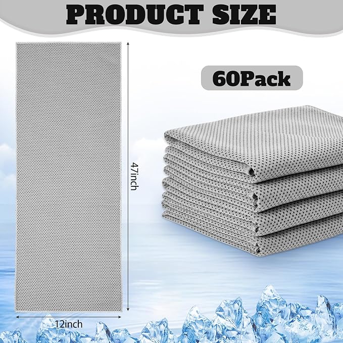 Cooling Towel Bulk - Neck & Face Cool Chilly Towels Microfiber Breathable Sport Sweat Rag for Gym, Yoga, Travel, Camping, Running, Outdoor
