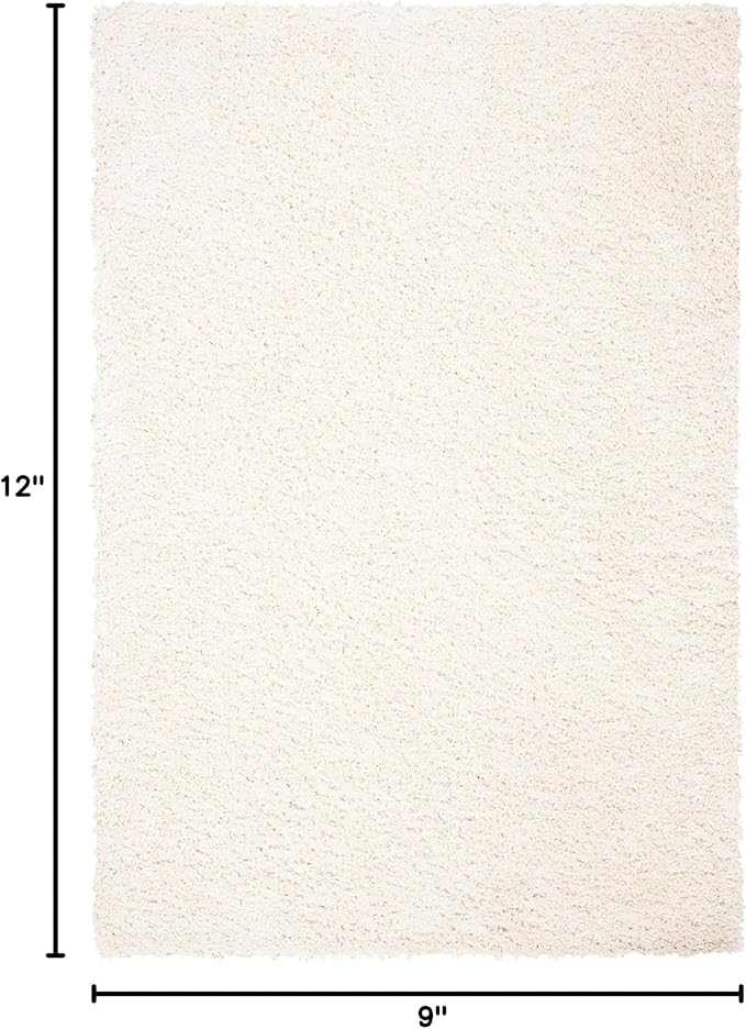 SAFAVIEH August Shag Collection Area Rug - 9' x 12', Ivory, Solid Design, Non-Shedding & Easy Care, 1.5-inch Thick Ideal for High Traffic Areas in Living Room, Bedroom (AUG200C)