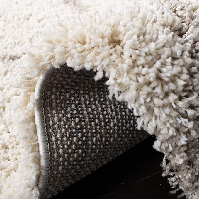 SAFAVIEH Hudson Shag Collection Accent Rug - 4' x 6', Ivory & Beige, Modern Trellis Design, Non-Shedding & Easy Care, 2-inch Thick Ideal for High Traffic Areas in Foyer, Living Room, Bedroom (SGH281D)