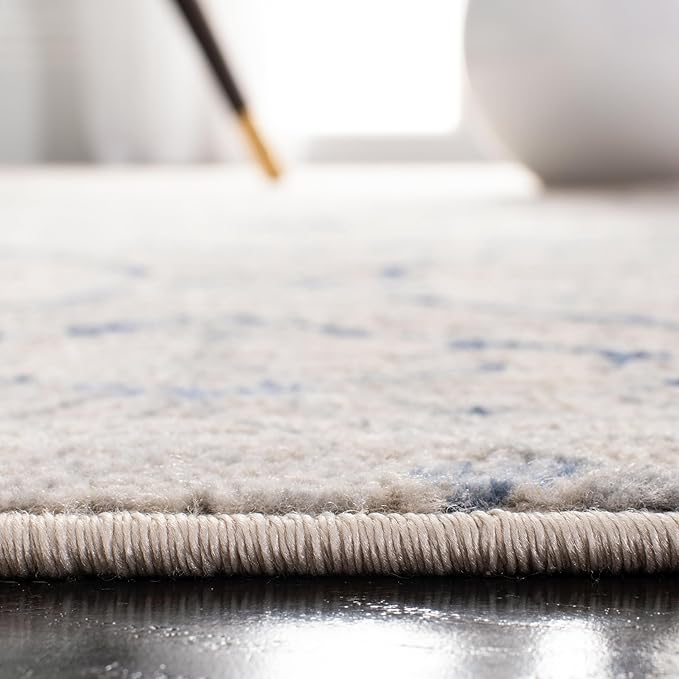 SAFAVIEH Area Rug 8x10 - Brentwood Collection - Large - Light Grey & Blue, Floral Damask Trellis Design, Non-Shedding & Easy Cleaning, Ideal for Living Room, Bedroom, Office, Dining Space BNT860G