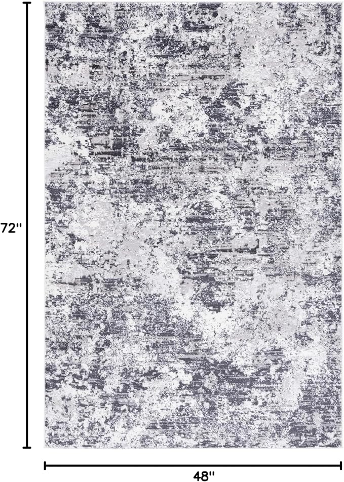 SAFAVIEH Amelia Collection Accent Rug - 4' x 6', Charcoal & Ivory, Modern Abstract Design, Non-Shedding & Easy Care, Ideal for High Traffic Areas in Living Room, Bedroom, Dining (ALA705H-4)