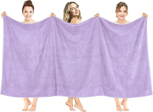 American Soft Linen 100% Cotton 600 GSM Turkish 40x80 Oversized Bath Towel Sheet, Extra Large Adult Towels for Bathroom, Lilac Bath Sheet