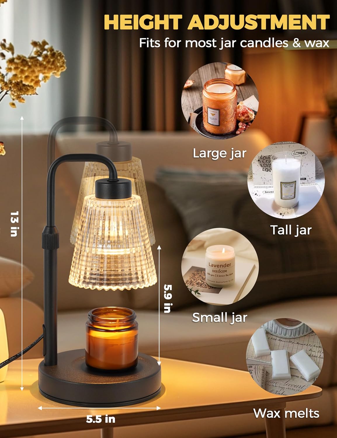 Dimmable Candle Warmer Lamp with Timer