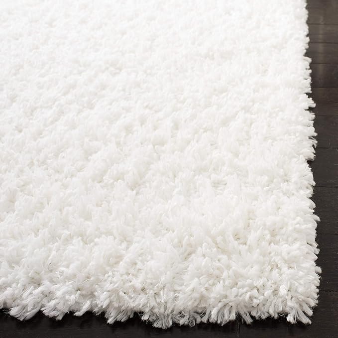 SAFAVIEH Area Rug 8x10 - August Shag Collection - Large - White, Solid Pattern, Non-Shedding & Easy Cleaning, Plush Thick Pile, Ideal for Living Room, Bedroom, Dining Space (AUG200A)
