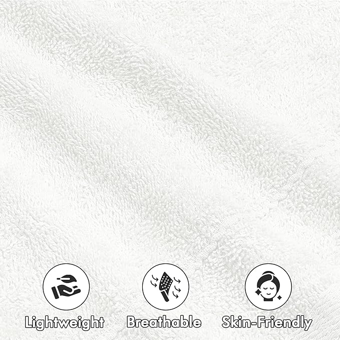 Face Towels Pack of 12 – 100% Cotton Wash Cloths (12x12 inch) – Soft, Quick Dry & Highly Absorbent Hand Towels for Bathroom, Spa, Gym, Kitchen and for Daily Use - (White)