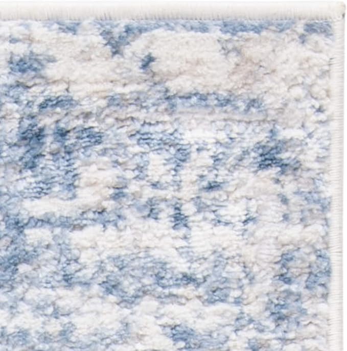 SAFAVIEH Amelia Collection Accent Rug - 3' x 5', Ivory & Blue, Modern Abstract Design, Non-Shedding & Easy Care, Ideal for High Traffic Areas in Entryway, Living Room, Bedroom (ALA700A)