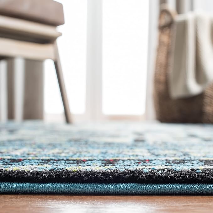 SAFAVIEH Vintage Hamadan Collection Runner Rug - 2'3" x 16', Light Blue & Black, Traditional Oriental Design, Non-Shedding & Easy Care, Ideal for High Traffic Areas in Living Room, Bedroom (VTH213M)