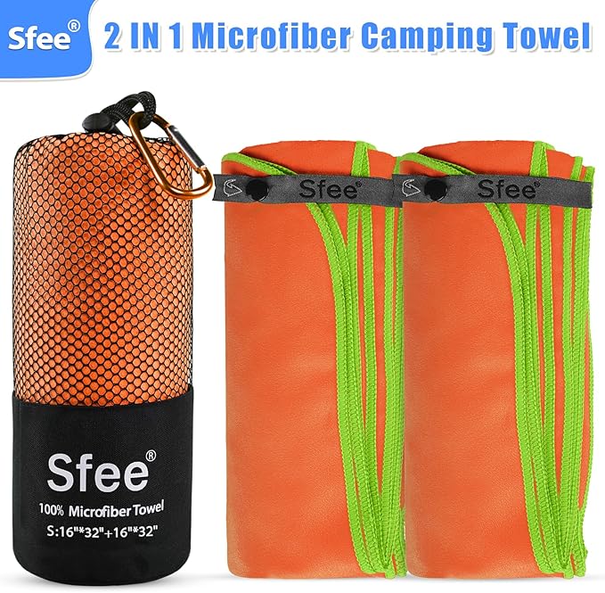 2 Pack Microfiber Travel Towel, Quick Dry Towel Camping Towel Beach Towel Super Absorbent Compact Lightweight Sports Gym Towels Set for Beach, Gym, Hiking, Pool, Backpacking, Bath, Yoga
