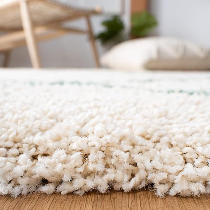 SAFAVIEH Area Rug 8x10 - Hudson Shag Collection - Large - Ivory & Green, Trellis Pattern, Non-Shedding & Easy Cleaning, Ultra Plush Thick Pile, Ideal for Living Room, Bedroom, Dining Space (SGH281X)