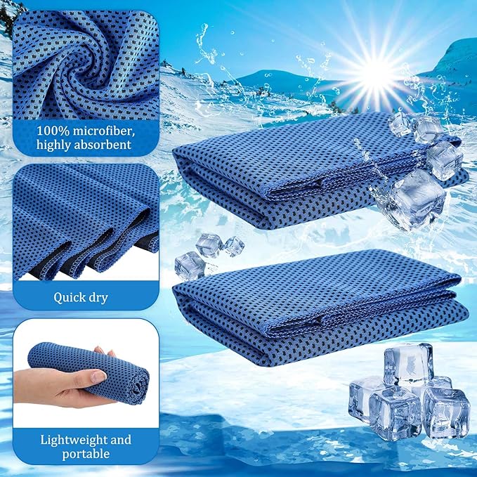 80 Count Cooling Towel Bulk 40 x 12 Inch Double Layer Microfiber Chilly Cold Towel for Neck Gym Yoga Running Workout Sports(Black, Purple, Gray, Blue)