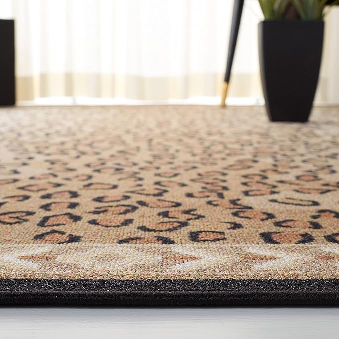 SAFAVIEH Washable Rug Journey Collection - 2'2" x 9', Beige & Black, Slip Resistant & Easy Cleaning, Ideal for Living Room, Hallway, Foyer, Nursery, Bedroom, Boys & Girls Room (JNY117B)