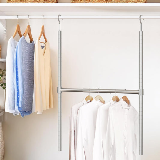 Adjustable Closet Doubler Hanging Rod — Tool-Free Double Hang Bar for Small Closets & Apartments | Nestify