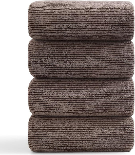 4 Piece Bath Towel Set 35"x70"Oversized Bath Towel for Bathroom Ultra Soft Fluffy Extra Large Bath Sheet Luxury Premium Bathroom Towel Highly Absorbent Quick Dry Shower Towel for Hotel Spa,Brown