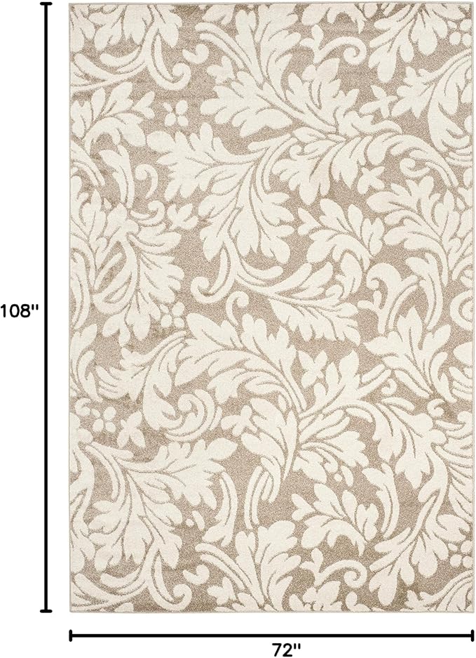 SAFAVIEH Amherst Collection Area Rug - 6' x 9', Wheat & Beige, Floral Design, Non-Shedding & Easy Care, Ideal for High Traffic Areas in Living Room, Bedroom (AMT425S)