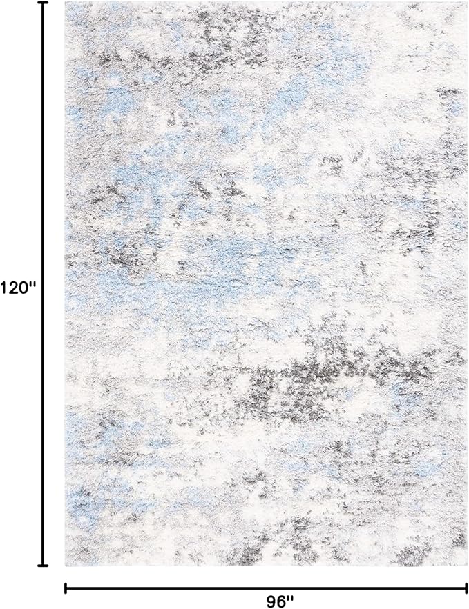 SAFAVIEH Area Rug 8x10 - Lindsay Shag Collection - Large - Grey & Blue Ivory, Non-Shedding & Easy Cleaning, Ultra Plush Thick Pile, Ideal for Living Room, Bedroom, Dining Space (LNS556F)