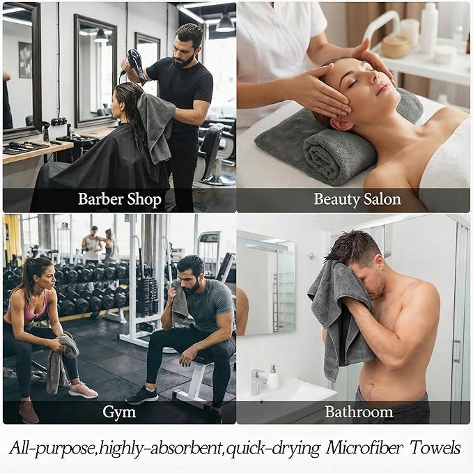 26 Pcs Salon Bleach Proof Towels Highly Absorbent Hair Towels Hand Facial Cloths Bleach Resistant for Salon Barber Spa Beauty Bath Hair Stylist(Gray,18 x 30 Inch,Classic)
