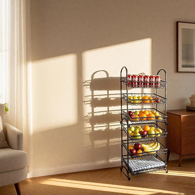 Stackable Candy Display Rack|Stackable Candy Organizer|Multi-Function Snack Rack&Shelf for Chips |Perfect Display Solution for Stores (Black, Large)