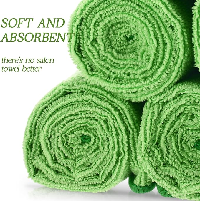 40 Pack Bleach Proof Towels Microfiber Absorbent Resistant Hair Hand Towels Bulk Quick Dry for Barber Gym Bath Spa Shaving (Sage Green,16 x 29 Inch)