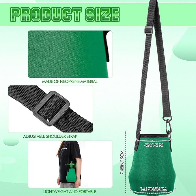 2 Pcs 1.5 Liter Misters Spray Pump Bottle with Full Neoprene Jacket and Built in Carrying Strap Garden Plant Mister Spray Bottle for Spring Personal Cooling Plants Watering (Green)