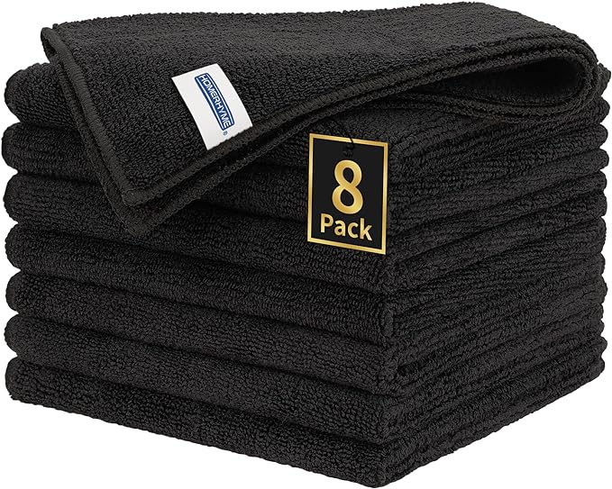HOMERHYME Microfiber Cleaning Cloth, Premium 8 Pack Cleaning Towels, Lint-Free & Streak-Free Ultra Absorbent, 300GSM Reusable Microfiber Towel for Cars Shop Garage Home and Kitchen, 12.6" x 12.6"