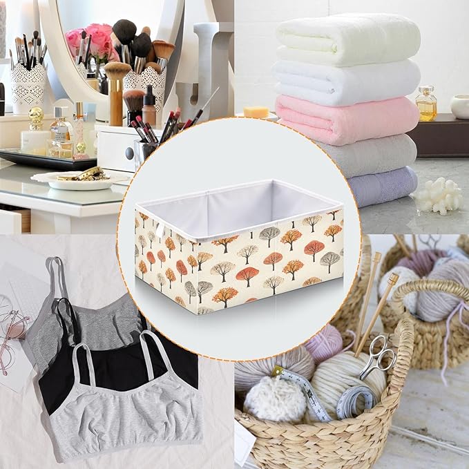 Bolaz Autumn Trees Pattern Closet Organizers Storage Cubes Storage Bins Shelf Baskets Containers for Home Room Office,Rectangle