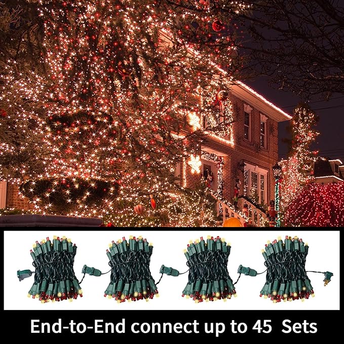 LAMPHOME Red Warm Valentine's String Lights Indoor Outdoor Waterproof,Expandable 21.6 Ft 100 LED Christmas Fairy Light Valentine's Day Garland Party Patio Bedroom Xmas Tree Galentine's Day Decoration