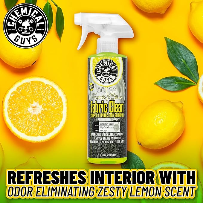 Chemical Guys Foaming Citrus Fabric Clean Carpet & Upholstery Cleaner, Ready To Use, Sprayable 16 fl oz, Citrus Scent + Total Interior Cleaner and Protectant, 16 fl oz