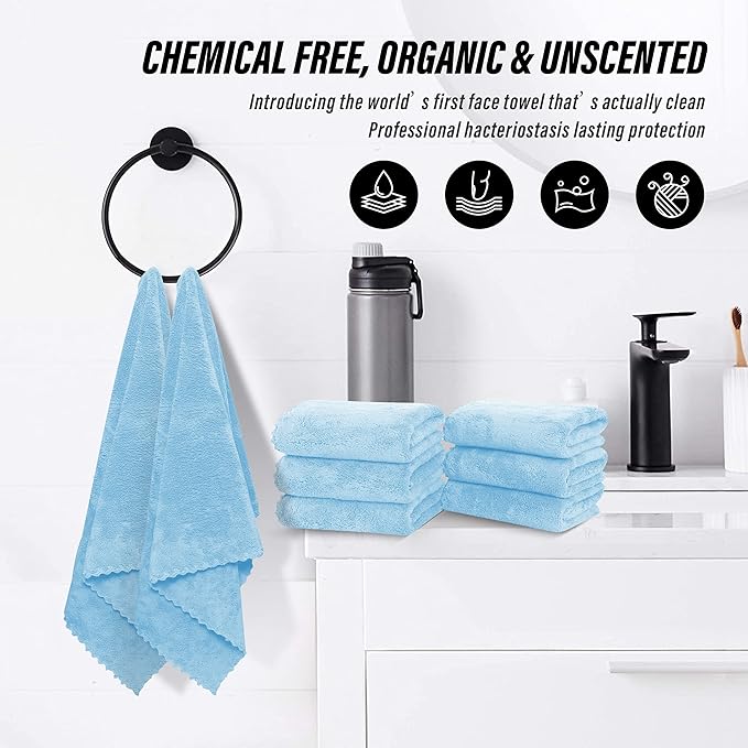 18 Pack Premium Hand Towels - Quick Drying - Microfiber Coral Velvet Highly Absorbent Towels - Multipurpose Use as Hotel, Bathroom, Shower, Spa, Hand Towel 16 x 28 inches (Aquamarine)