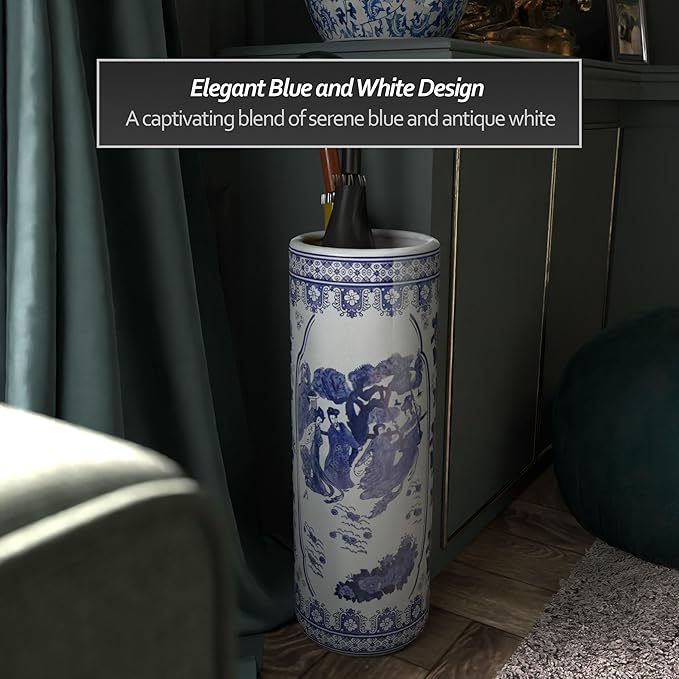 Red Lantern 24" Ladies Blue & White Porcelain Umbrella Stand
